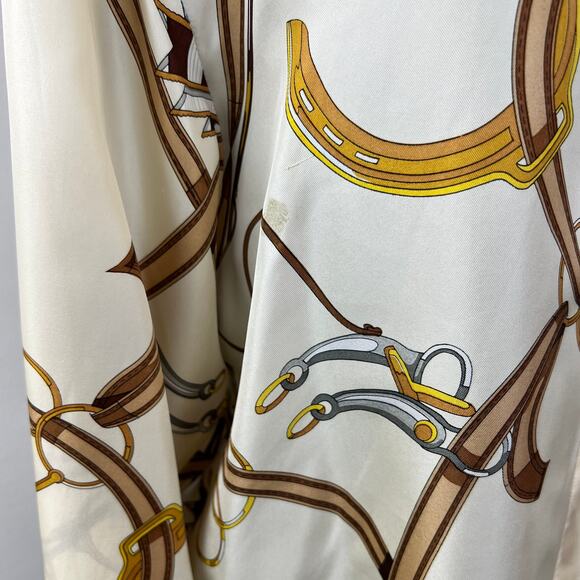 VINTAGE Mark Eisen White Beige 10 Top Silk Rope Knot Equestrian Button-Up NEW - Picture 9 of 9